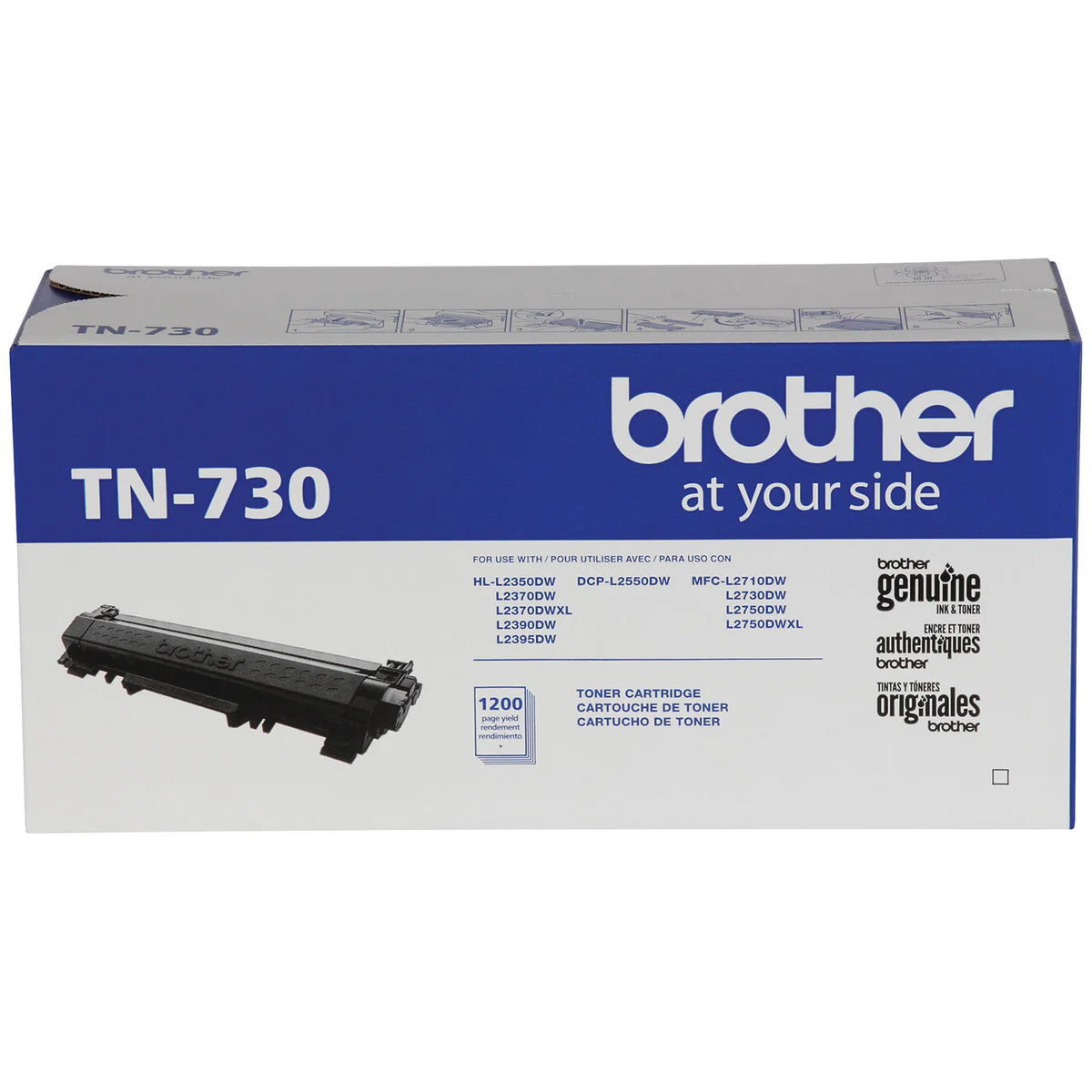 Brother Genuine Standard Yield Toner Cartridge, TN730, Replacement Black Toner