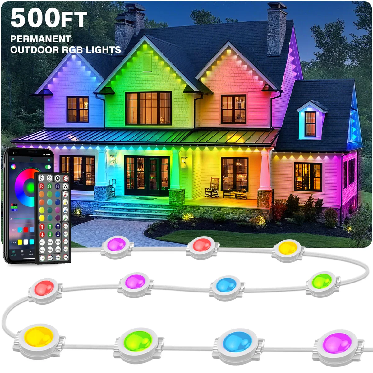 LITSOUL Smart RGBIC Eave LED String Lights