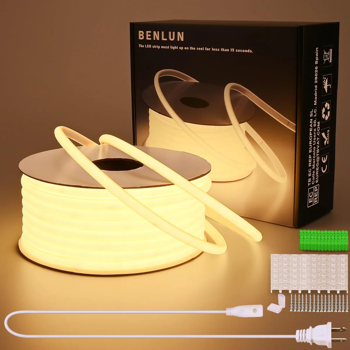 BENLUN LED Strip Light Warm White COB