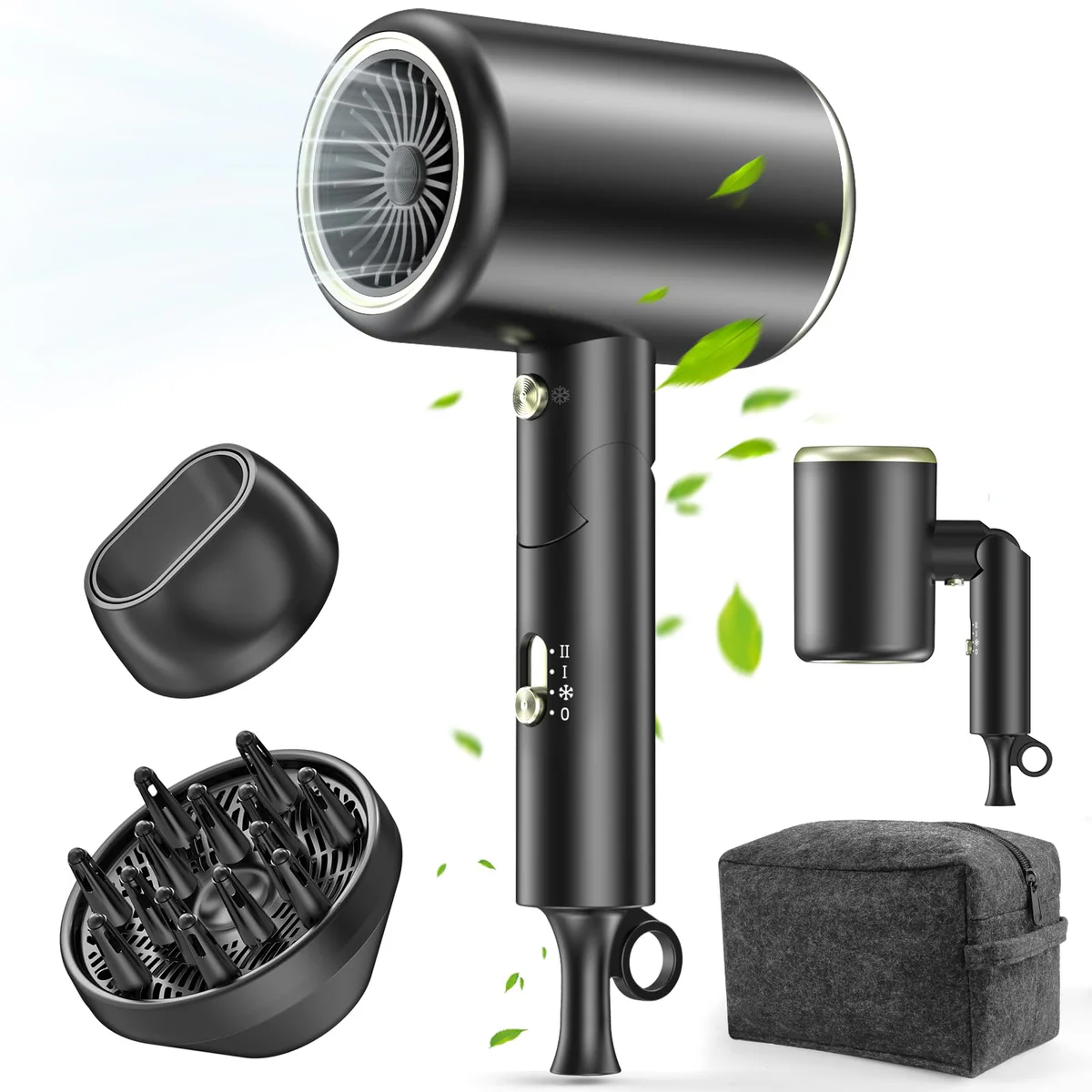 MESHEEN 150000RPM Ionic Hair Dryer with Diffuser and Nozzle