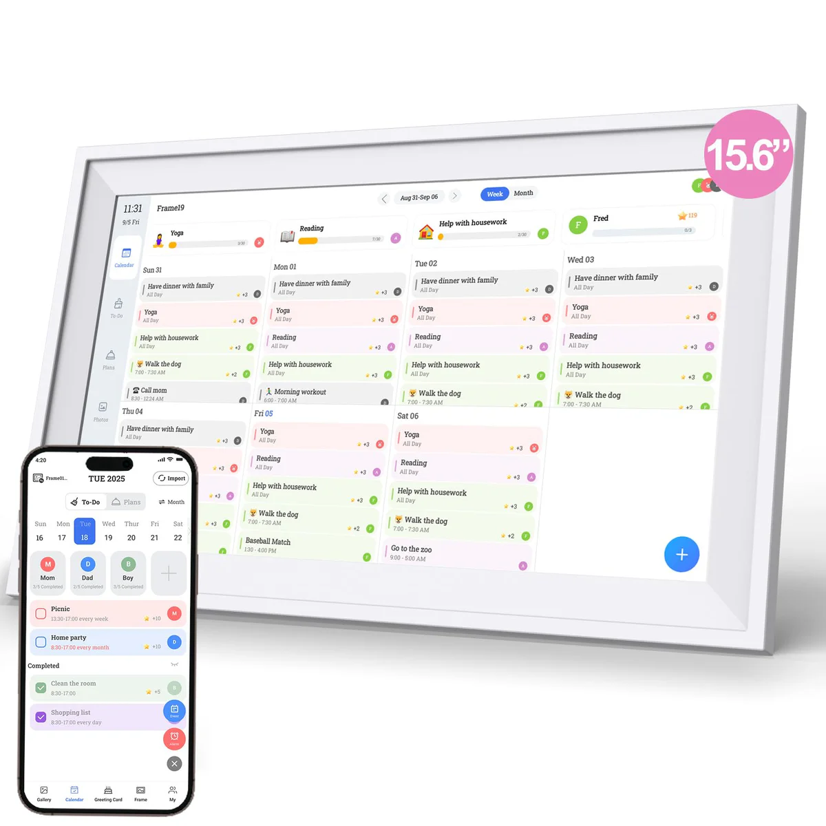 ascrecem 15.6-inch Digital Calendar Chore Chart Touchscreen