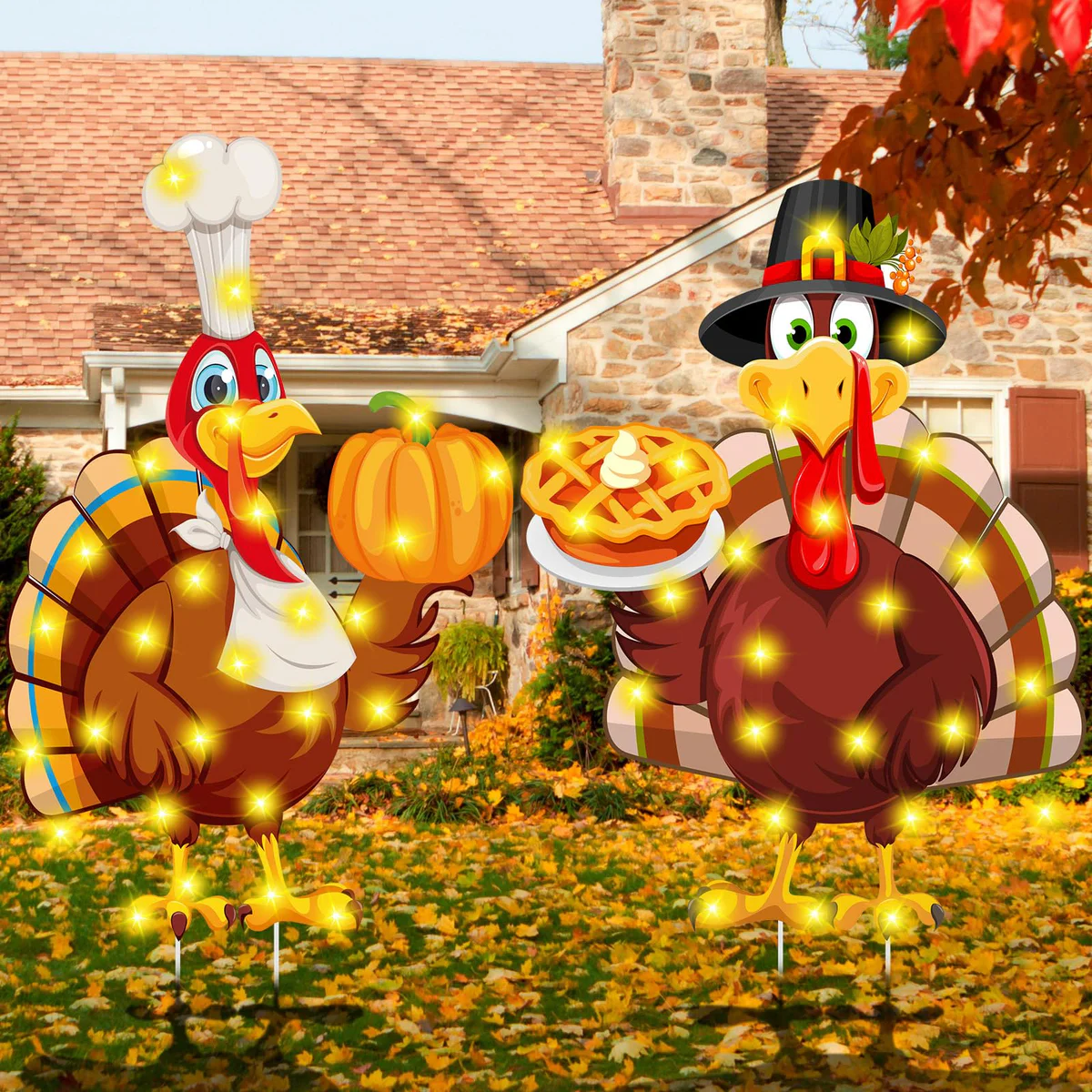 Soaoo Thanksgiving Turkey LED Yard Signs Decoration