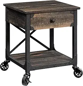 Sauder Steel River Collection 1-Drawer Side Table Carbon Oak