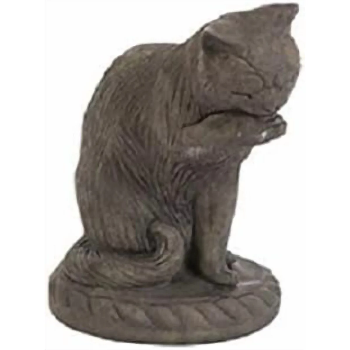 Cat Licking Paw Stone Statue