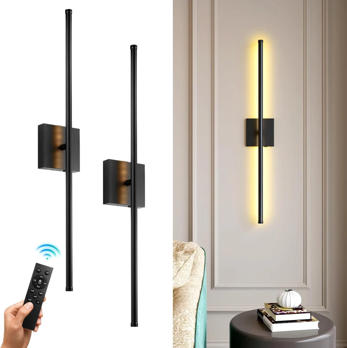 KNYELYNS Battery Operated Wall Sconce, 2 Pcs