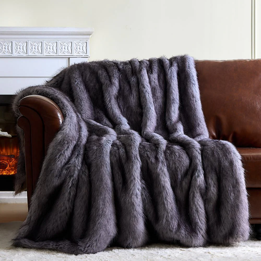 GEMBED Faux Fur Plush Throw Blanket