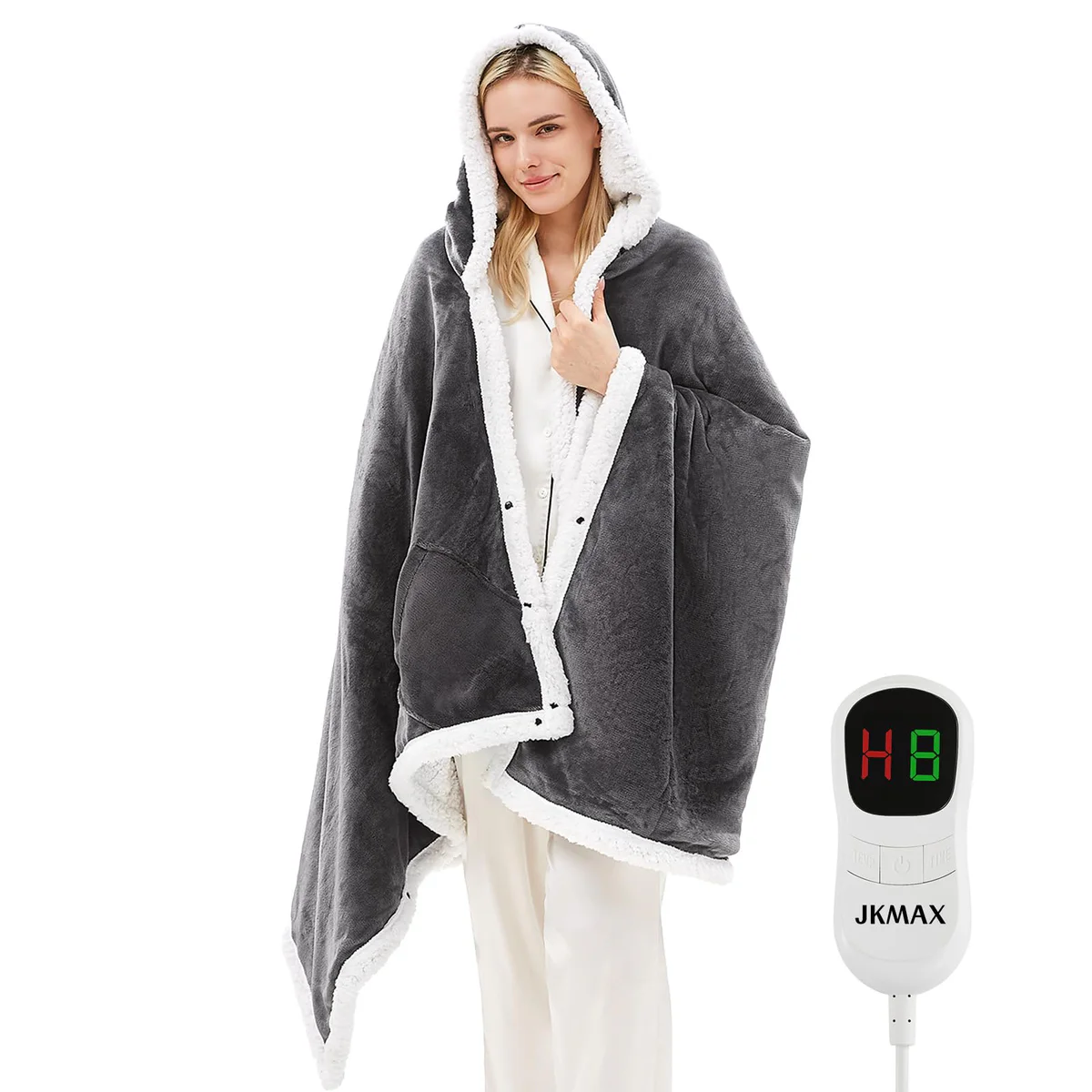 JKMAX Heated Wearable Blanket Hoodie Shawl