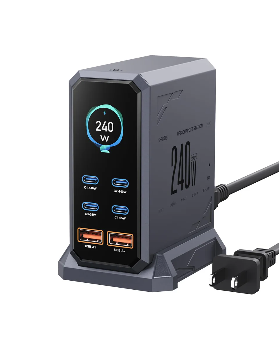 ASOMETECH 240W 6-Port USB C Charging Station