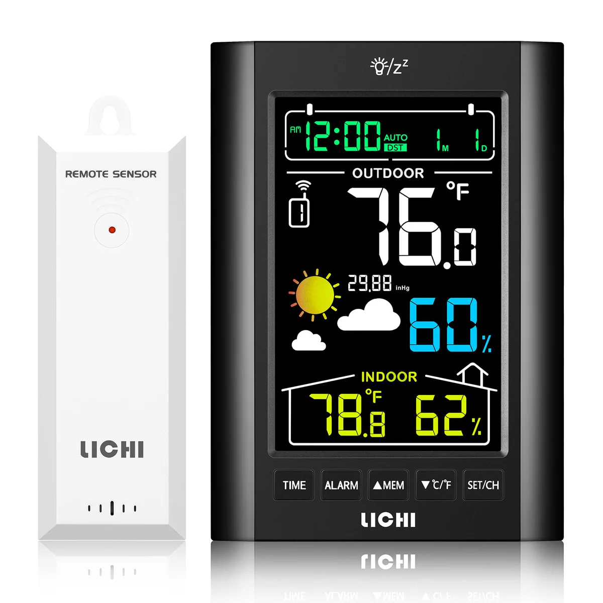 LICHI Wireless Weather Station Indoor Outdoor Thermometer