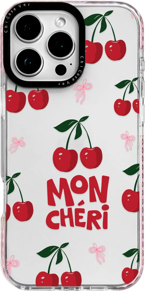 Chicasever iPhone 14 Case Cherry MON CHERI Bow Pattern Protective Cover