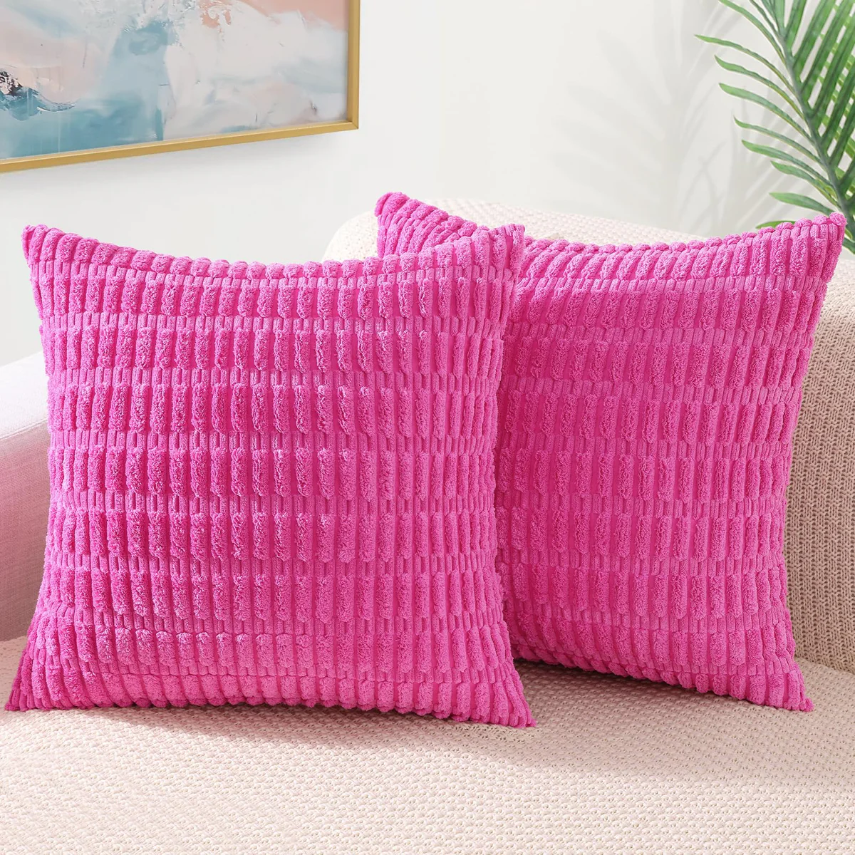 decorUhome Decorative Striped Corduroy Throw Pillow Cover