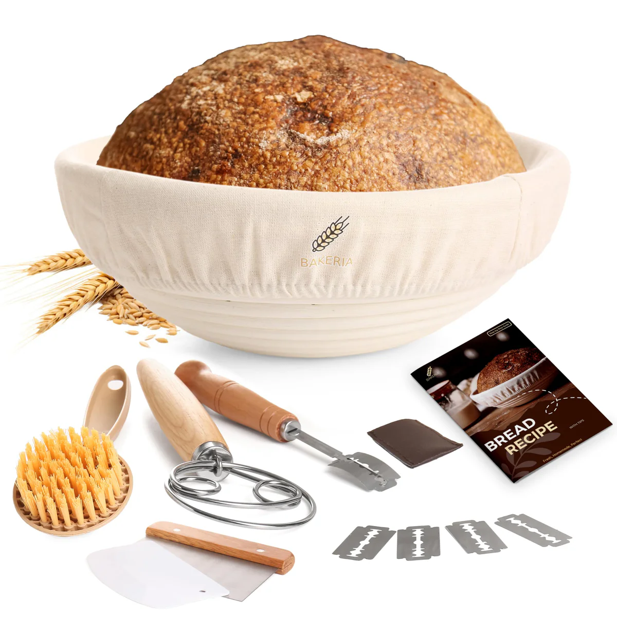 BAKERIA Sourdough Bread Proofing Basket Kit