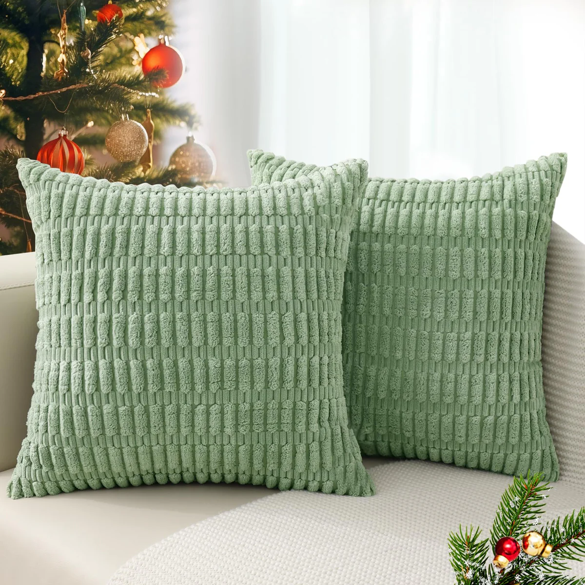 decorUhome Corduroy Striped Throw Pillow Covers