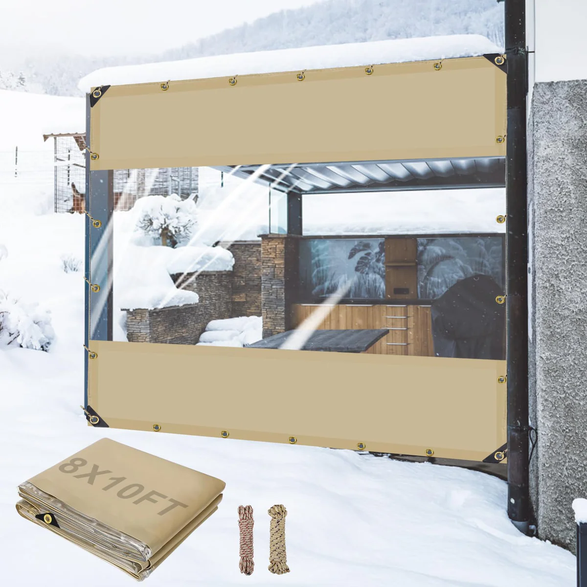 Biggun Outdoor Weatherproof Vinyl Patio Curtain