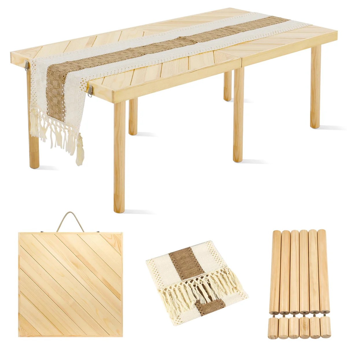 GLDZI Folding Picnic Table with Table Runner