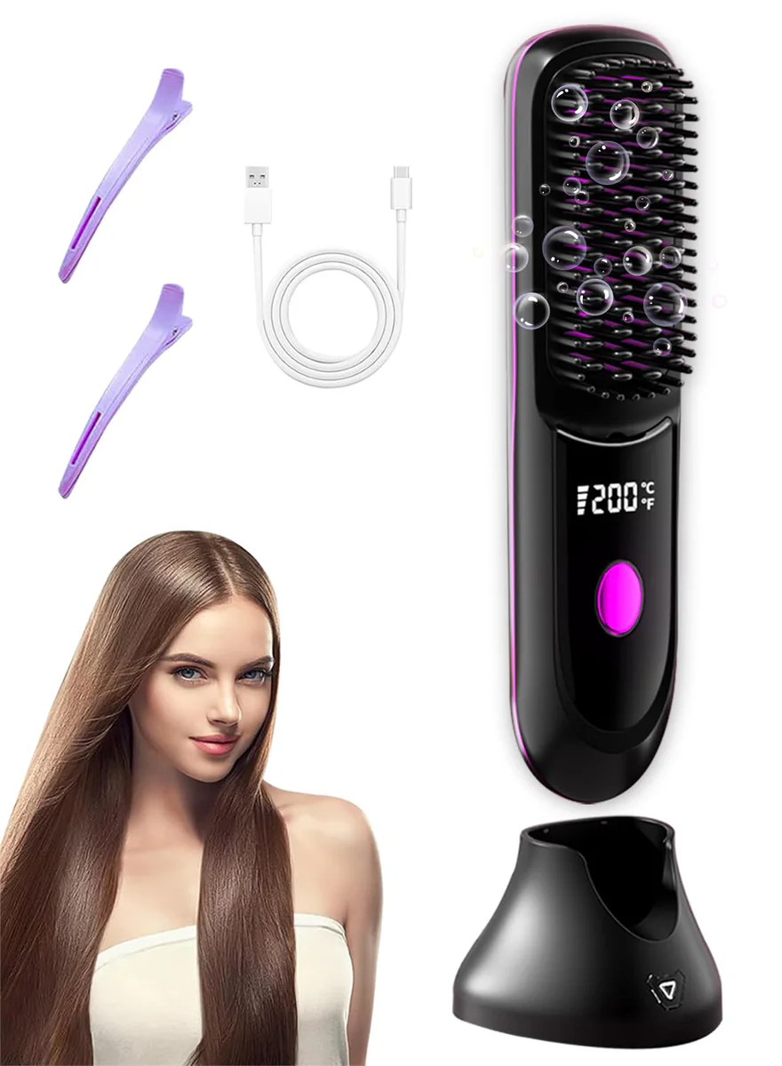 Nvnske cordless hair straightener brush