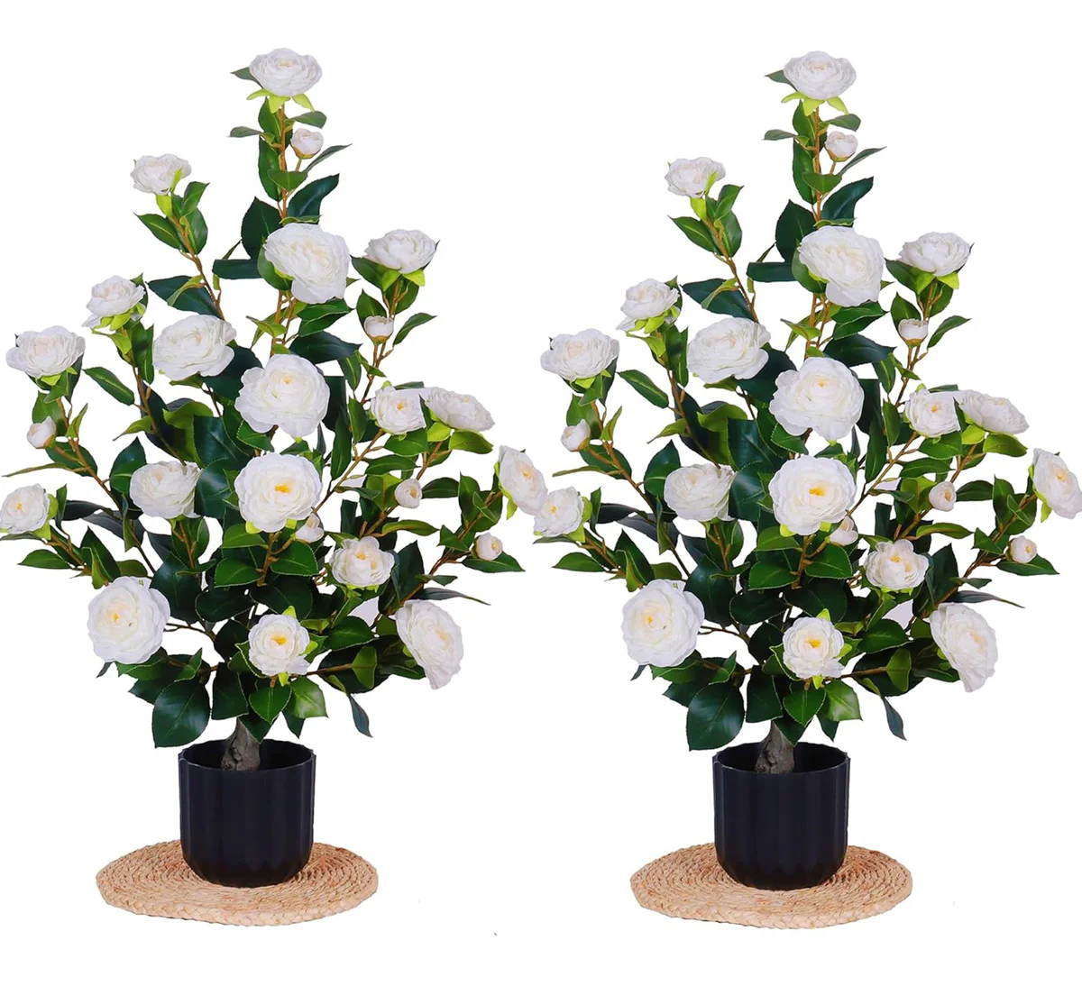 jiawang Camellia Flower Arrangement in Vase, 2 Pcs