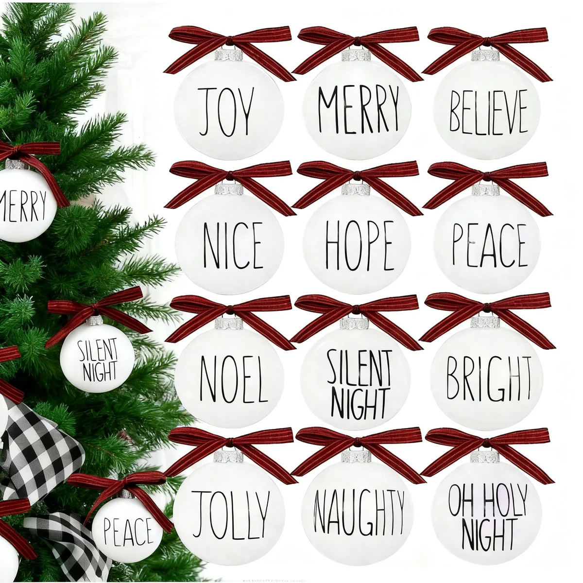 EFETSH Buffalo Plaid Christmas Tree Bow Decoration