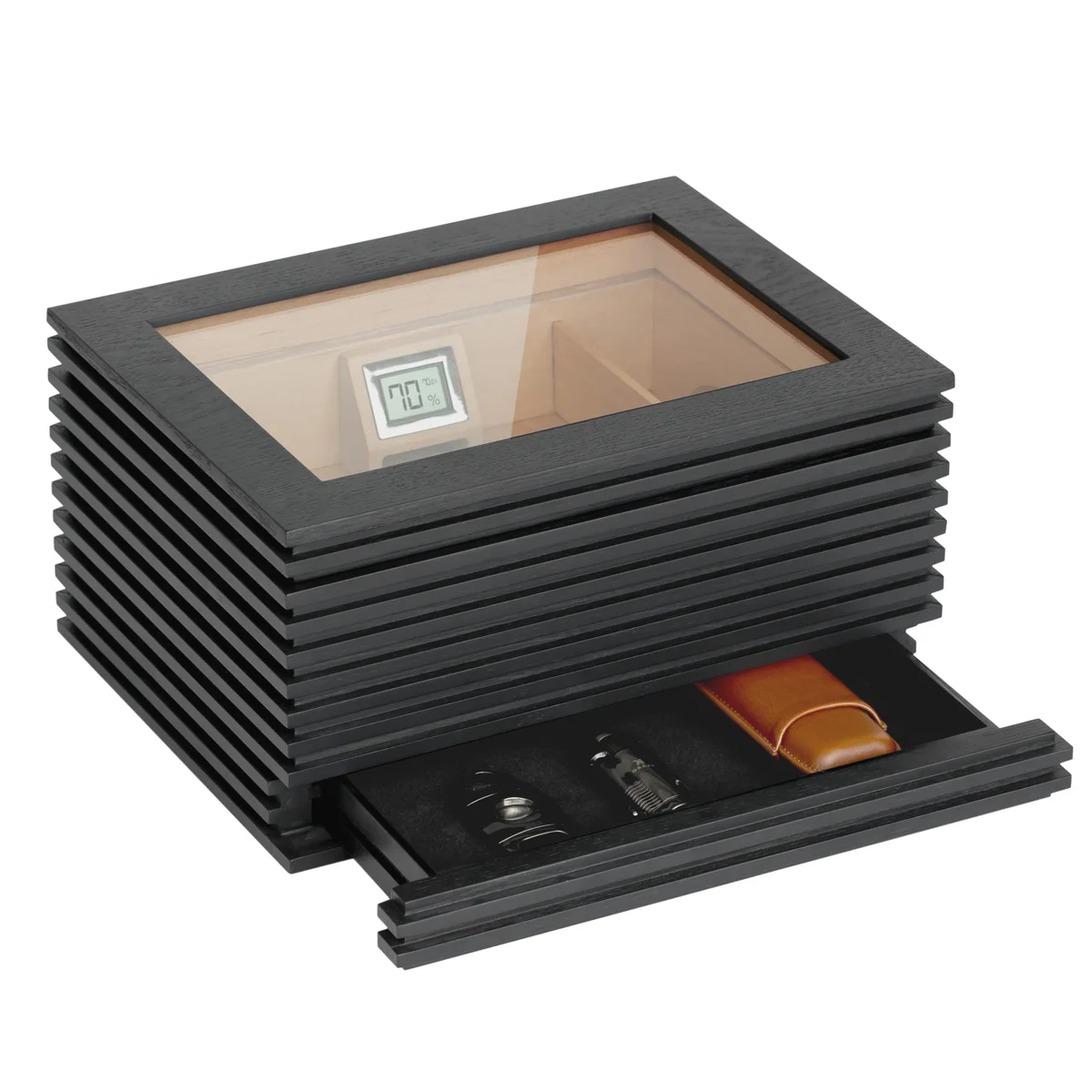 CASE ELEGANCE Kobi Modern Glass Top Cigar Humidor