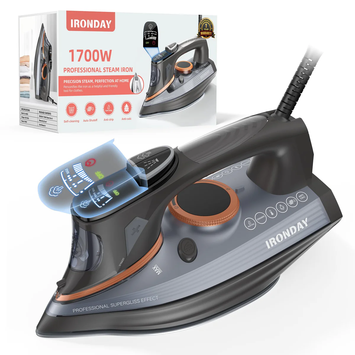IRONDAY Steam Iron for Clothes
