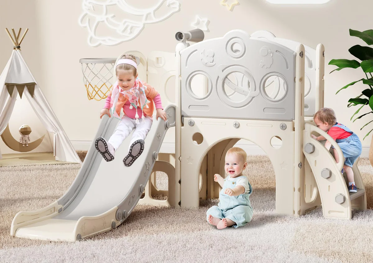 Babytronic Kids Climber Slide Playset with Basketball Hoop