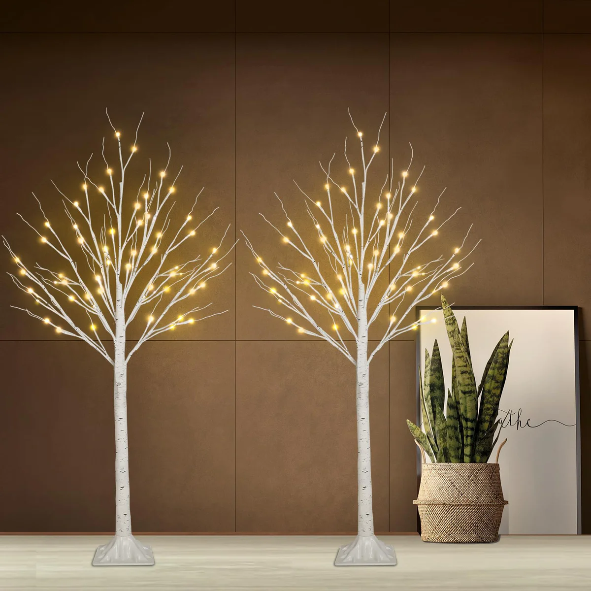 SANJICHA 4ft Lighted Birch Trees