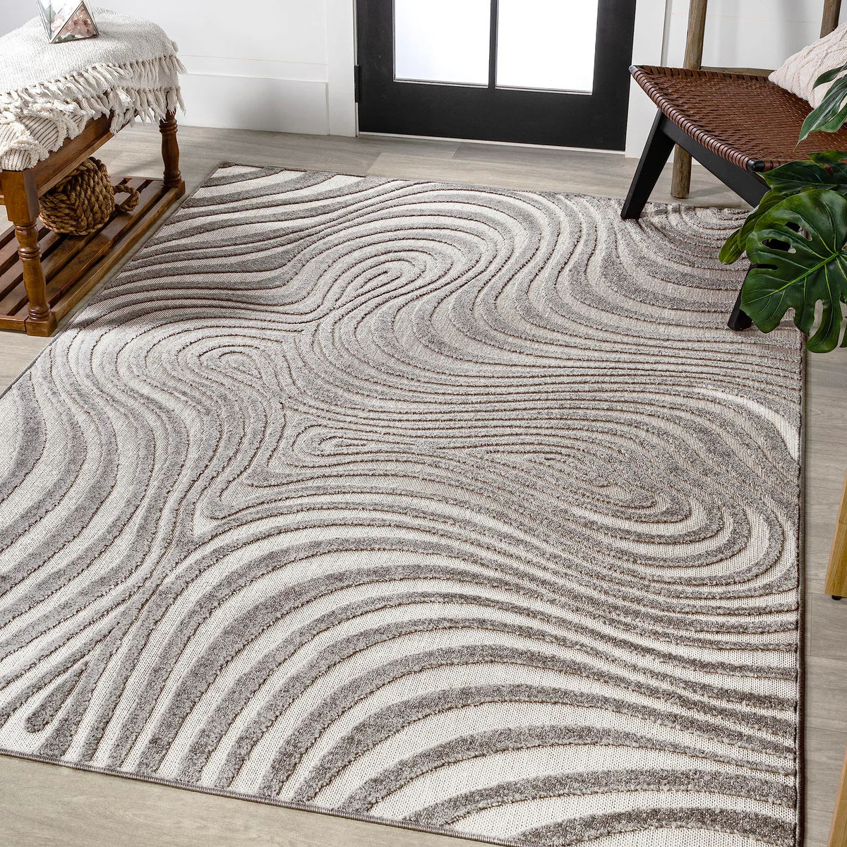 JONATHAN Y Maribo Abstract Groovy Striped Rug 