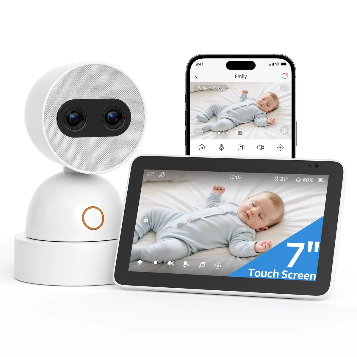 Simsky Video Baby Monitor, Dual 4MP Cameras, AI Tracking