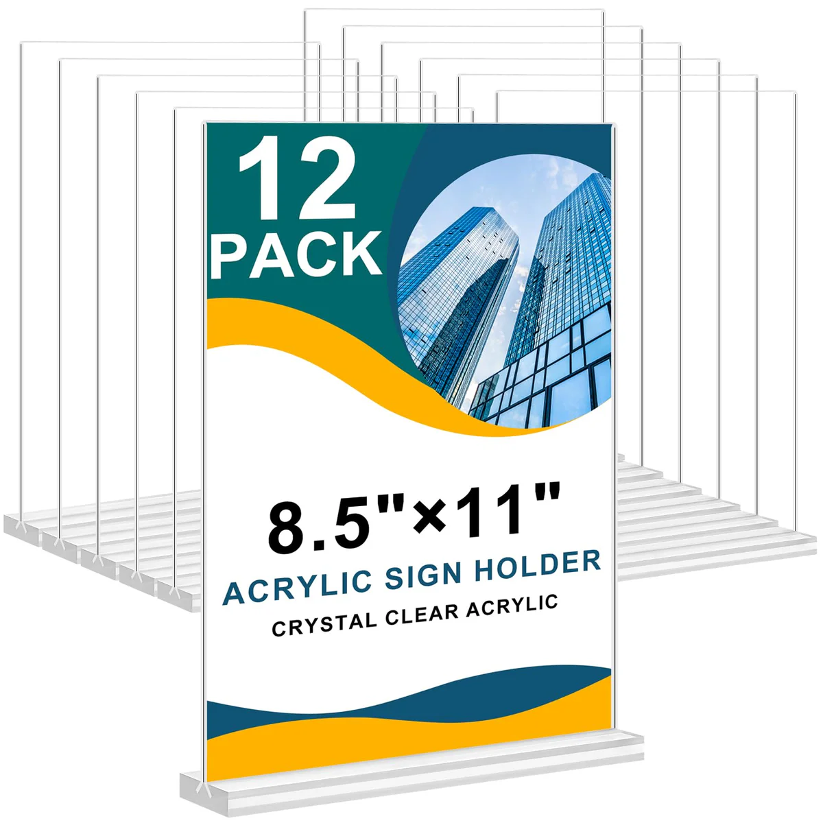 Arrobust 8.5x11 Inch Acrylic Sign Holder Display Stands, 12 Pack