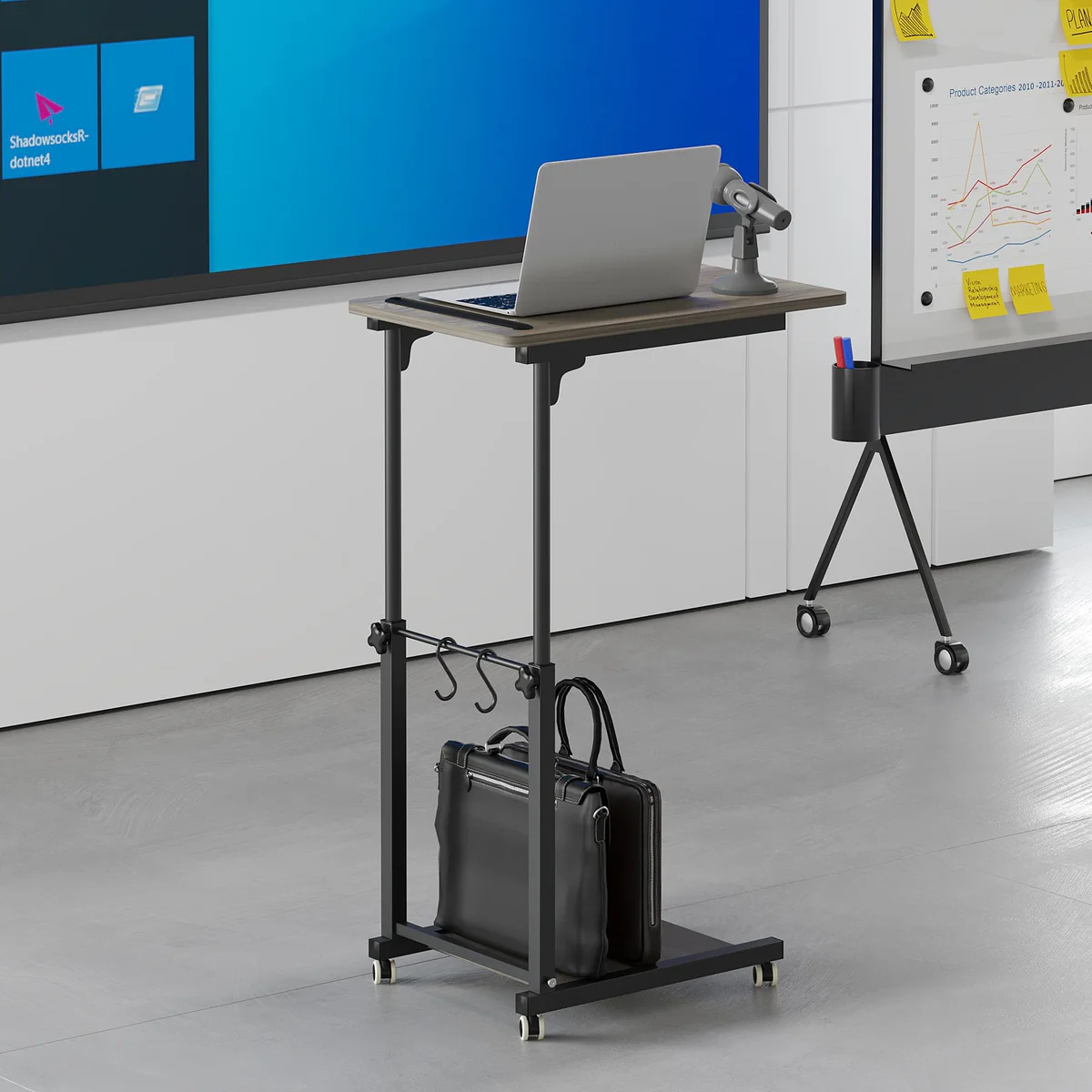 JXINONT C Table with Wheels