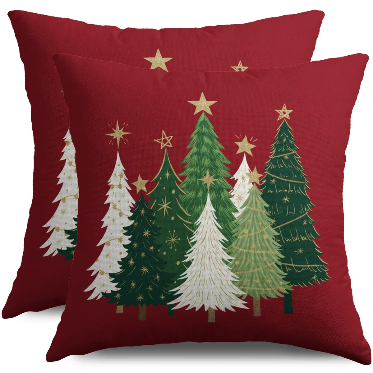 Smozenith Christmas Tree Decorative Throw Pillow Covers, Set of 2