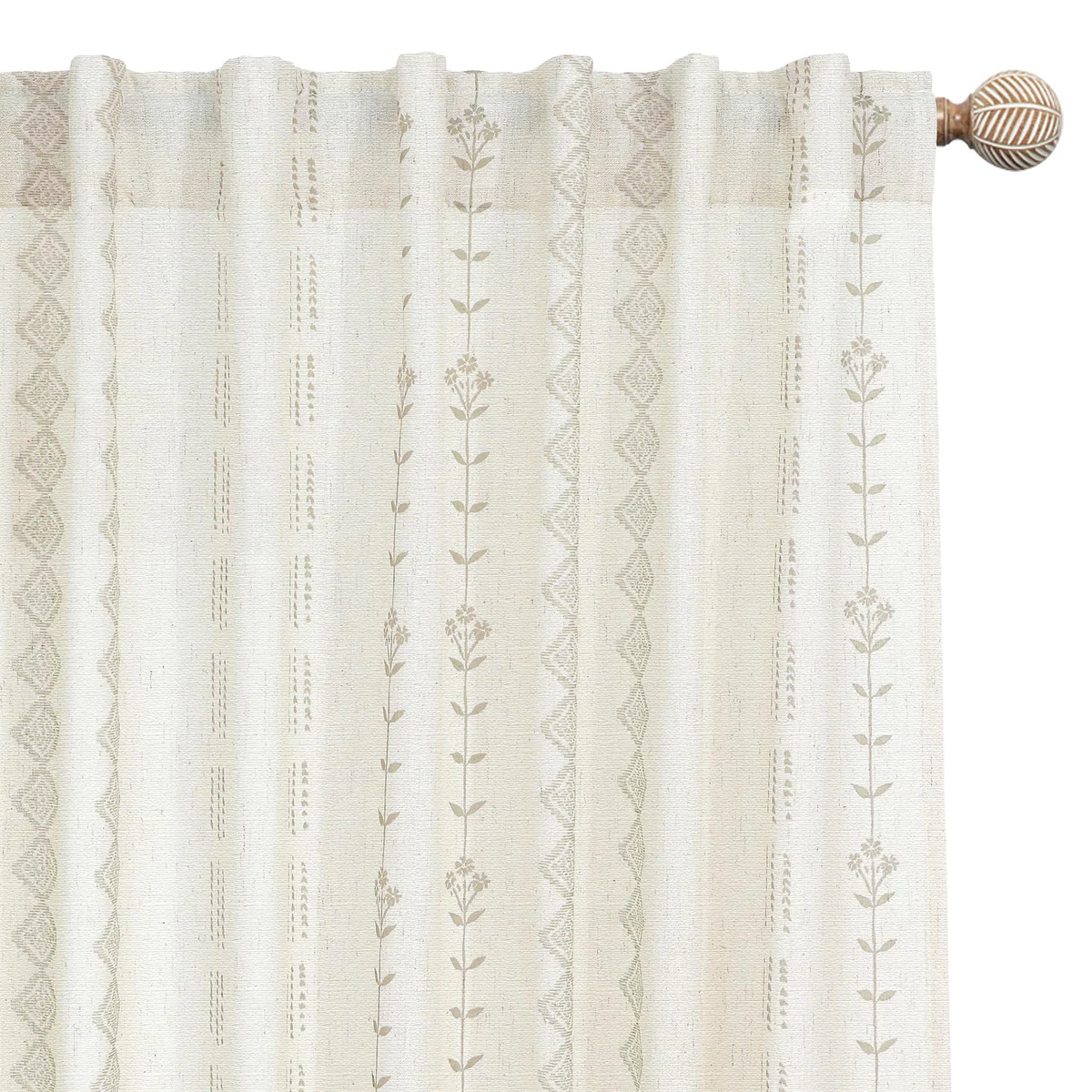 Lino Rosa Sheer Linen Floral Patterned Window Curtains