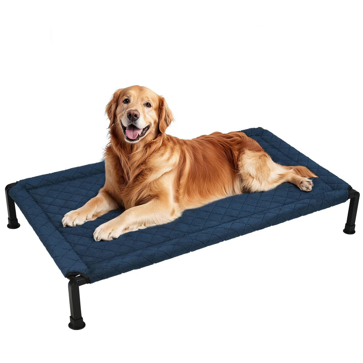 Veehoo Elevated Dog Bed, Navy Blue