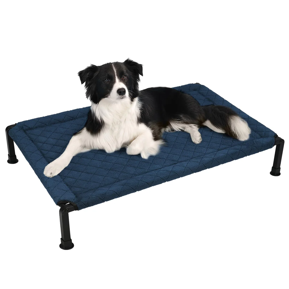 Veehoo Elevated Cooling Pet Bed, Navy Blue