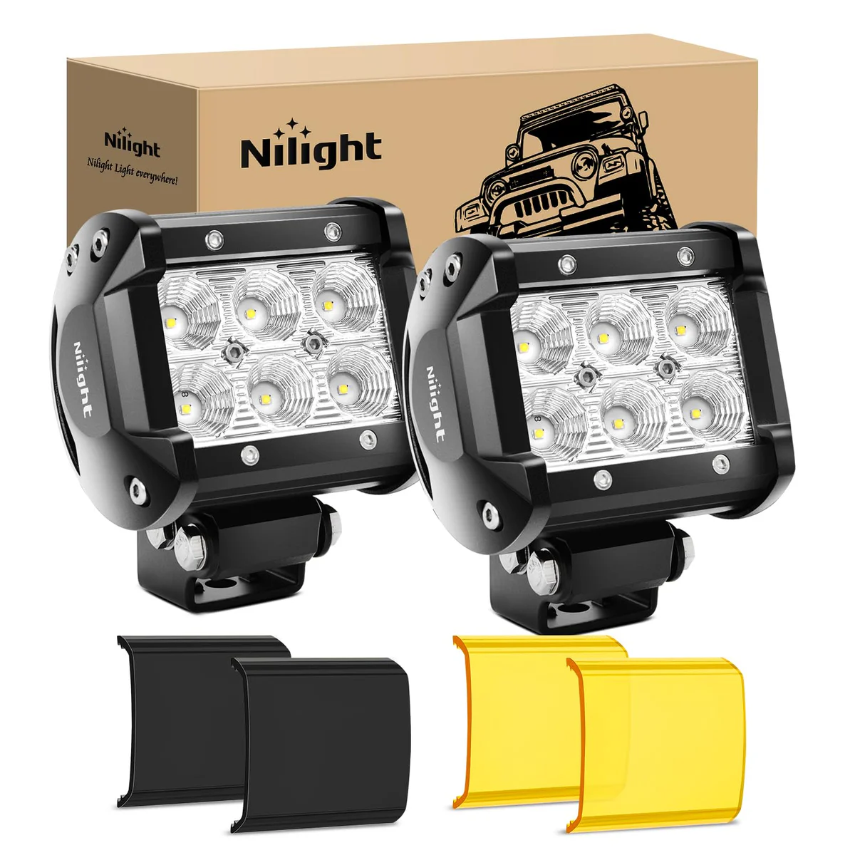 Nilight Light Pod Flood Off Road Light