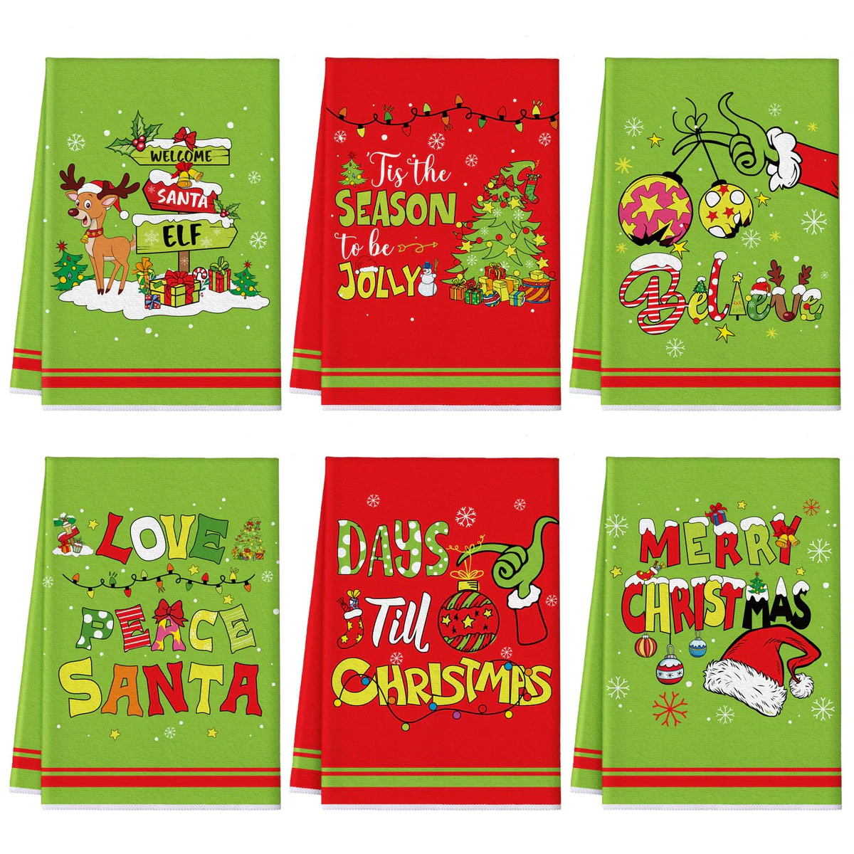 Breling Christmas Kitchen Towel Set - 6 Pack