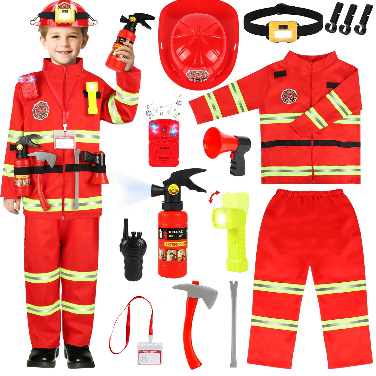 HUUIDY Kids Firefighter Costume