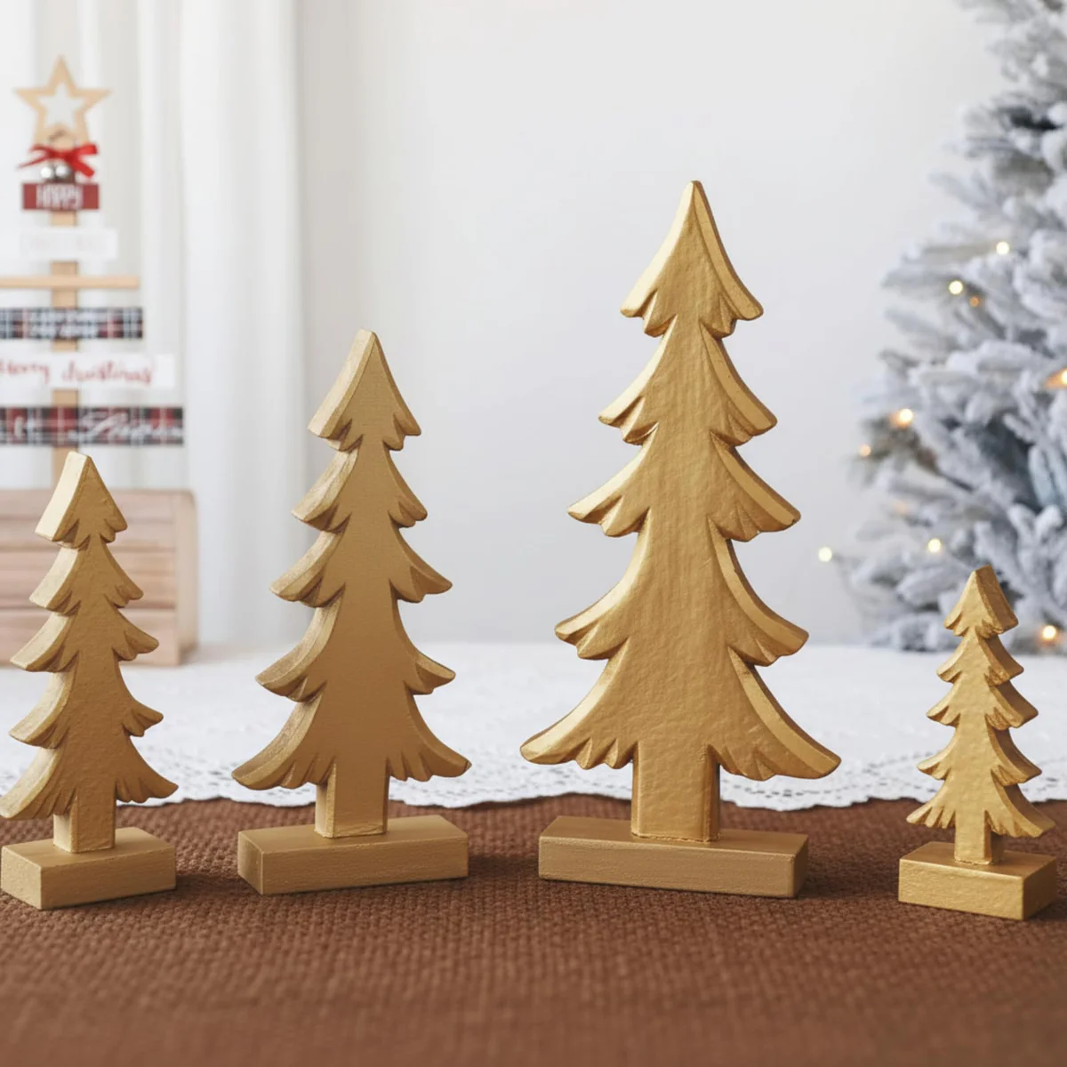 AceOrbit Wooden Christmas Tree Tabletop Decoration