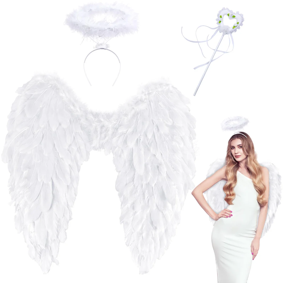 Orgoue Angel Wings and Halo Set Costume Accessory