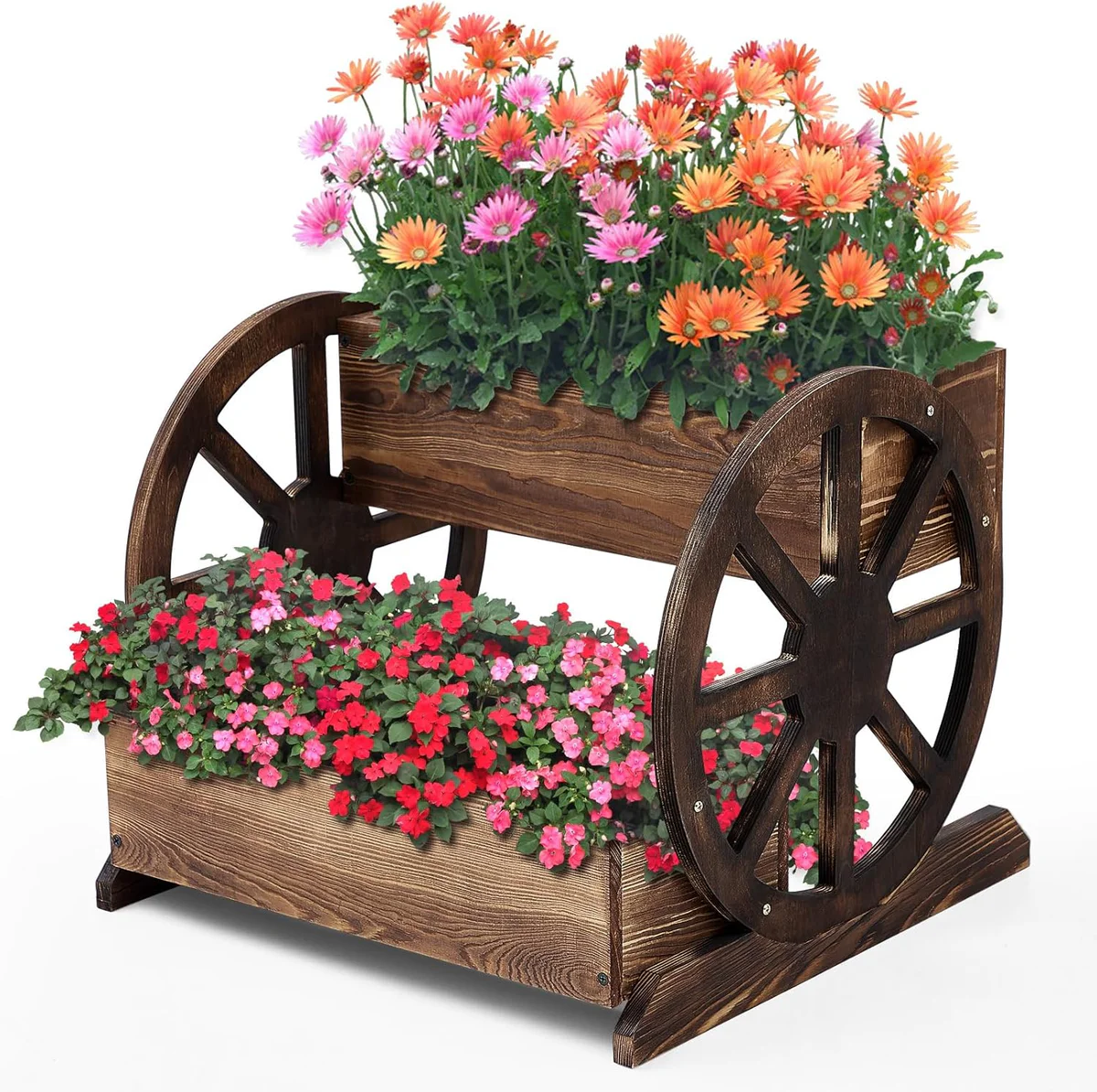 FillTouch Wooden Wagon Planter Box