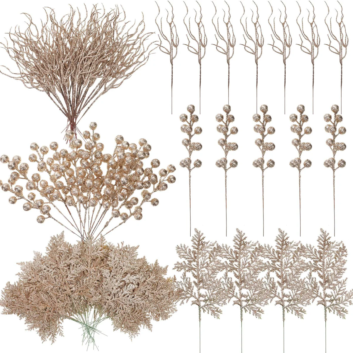 Craftsatin Christmas Glitter Branch Picks Set