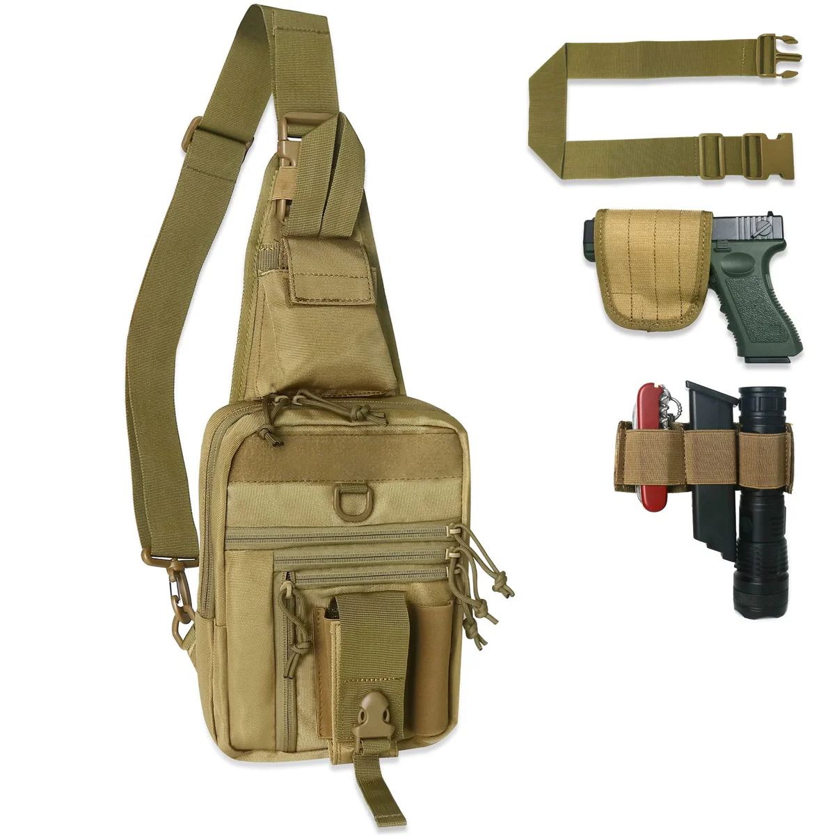 LarKoo Tactical Chest Sling Bag Concealed Carry
