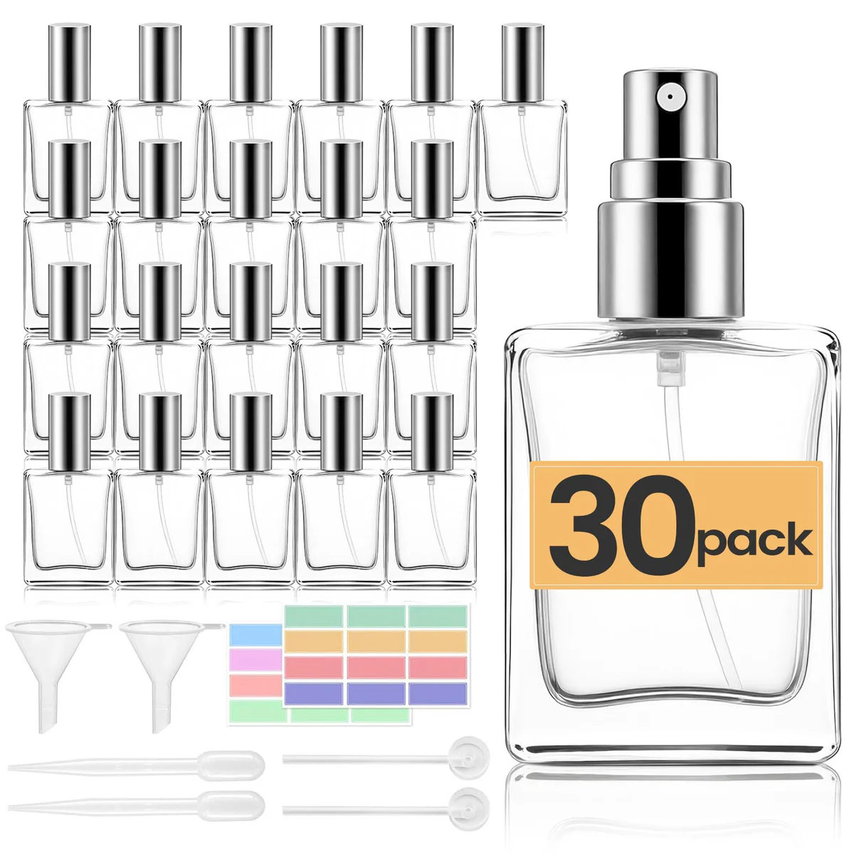 Easytle Clear Glass Perfume Spray Bottles Set