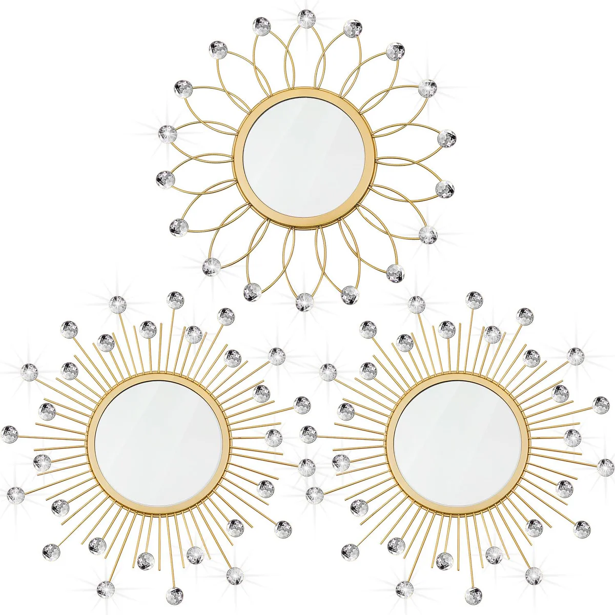 Uaussi Decorative Metal Wall Mirrors, Set of 3