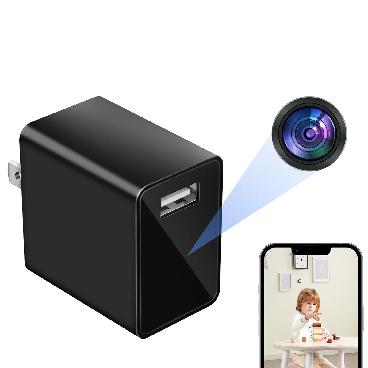 HiSpyCam USB Charger Hidden Camera 1080P WiFi Nanny Cam
