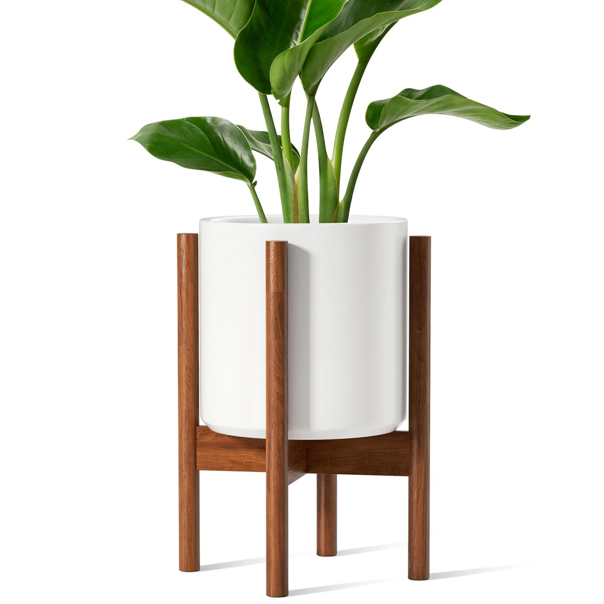LE TAUCI Ceramic Planter with Wood Stand