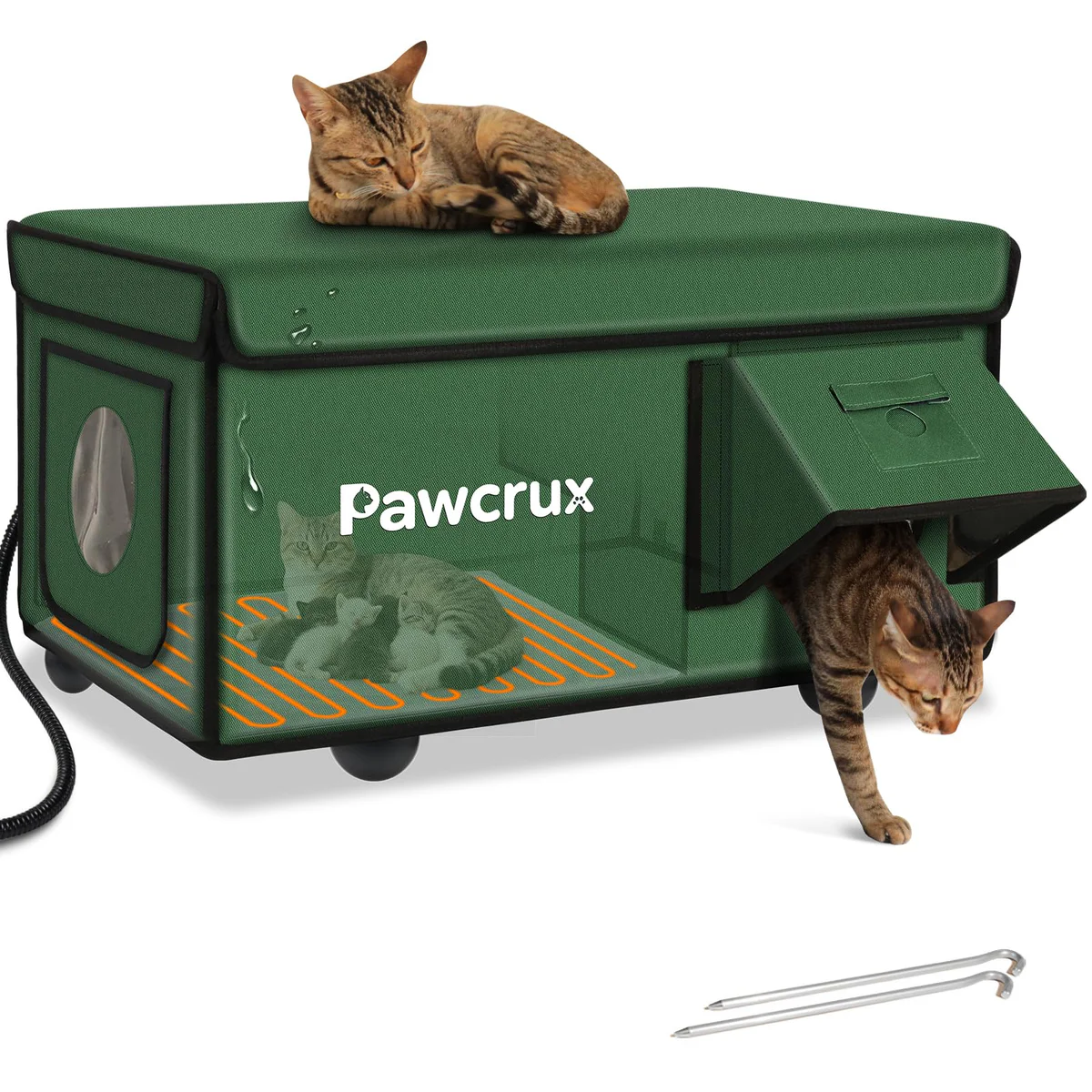 JLSAME Green Heated Outdoor Cat House