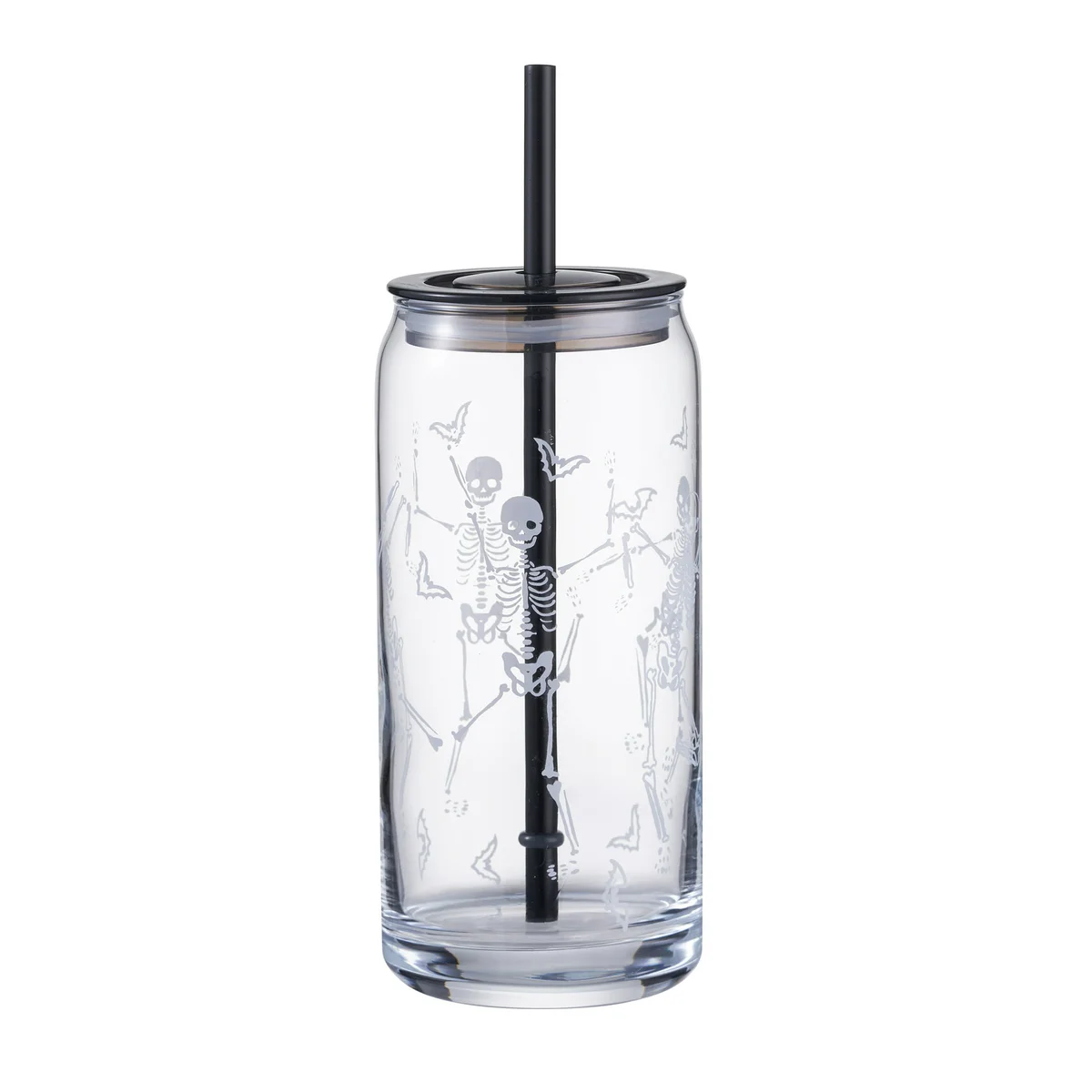 Way to Celebrate Glass 20oz Can Sipper Halloween Dancing Skeleton