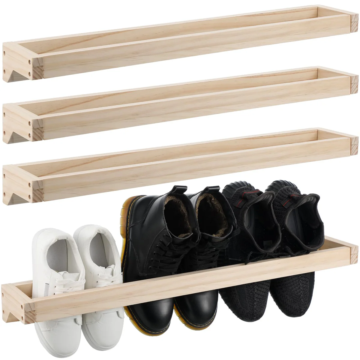 Wenqik Wall Mounted Wooden Shoe Racks