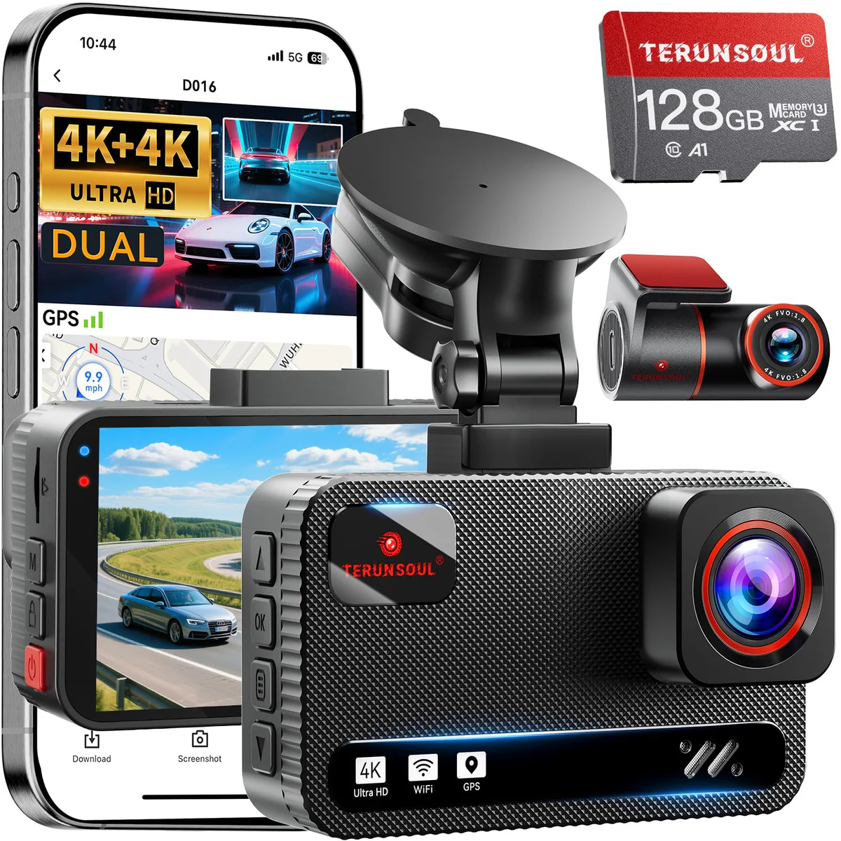 TERUNSOUl Dual Dash Cam Front and Rear Camera